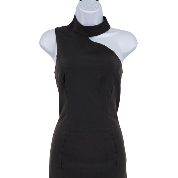 French Connection Echo One Shoulder Asymmetric Halter Dress Black Size 2 NWOT - Picture 2 of 10